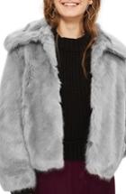Women's Topshop Claire Faux Fur Coat Us (fits Like 2-4) - Grey