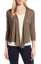 Petite Women's Nic+zoe '4-way' Convertible Three Quarter Sleeve Cardigan P - Green