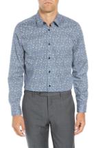 Men's Ted Baker London Parsnip Modern Fit Stretch Floral Dress Shirt .5 - Blue