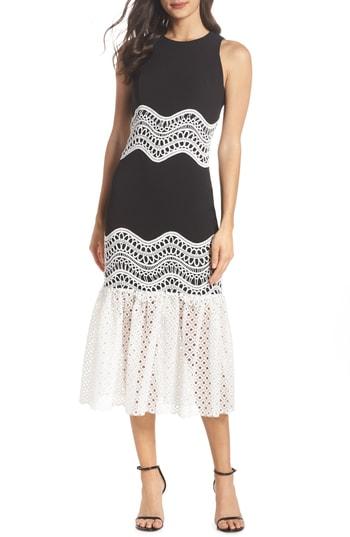 Women's Harlyn Lace Mix Tea Length Dress - Black