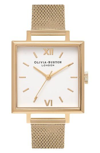 Women's Olivia Burton Big Square Mesh Strap Watch, 30mm