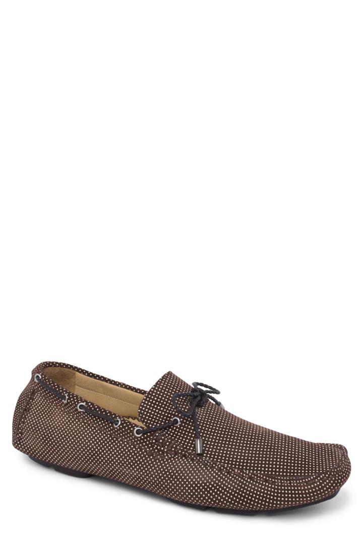 Men's Bugatchi Sanremo Patterned Driving Loafer .5 M - Brown