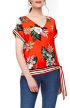 Women's Wallis Tropical Print Side Tie Top - Red