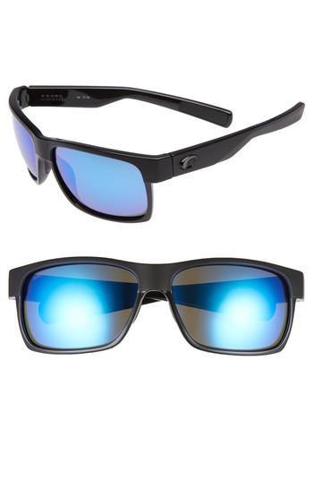 Men's Costa Del Mar Half Moon 60mm Polarized Sunglasses - Black/ Blue Mirror