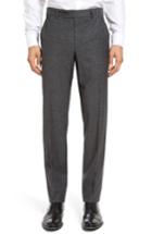 Men's Ted Baker London Jerome Flat Front Solid Wool & Cotton Trousers R - Black