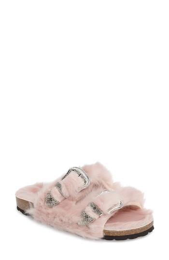Women's Topshop Falcon Faux Fur Slide Sandal .5us / 38eu - Pink