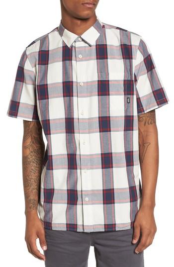 Men's Vans Mayfield Short Sleeve Plaid Shirt - Ivory