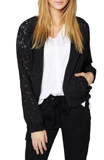 Women's Sanctuary In Bloom Eyelet Bomber Jacket - Black