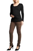 Women's Maternal America Wrap Ruched Nursing Top - Black