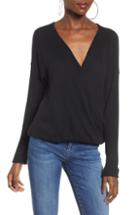 Women's Socialite Faux Wrap Sweater - Black
