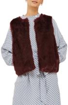 Women's Topshop Clair Faux Fur Vest Us (fits Like 6-8) - Burgundy