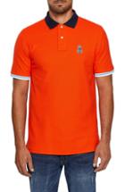Men's Psycho Bunny Stripe Collar Pique Polo (l) - Orange