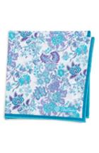 Men's David Donahue Floral Cotton Pocket Square, Size - Blue
