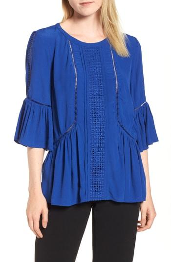 Women's Halogen Embellished Ruffle Top - Blue