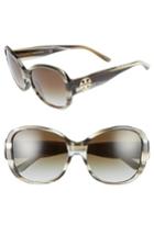 Women's Tory Burch 56mm Gradient Round Sunglasses - Olive Horn