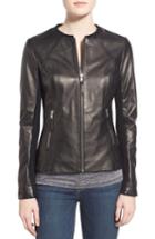 Women's Soia & Kyo Slim Fit Zip Front Leather Jacket - Black