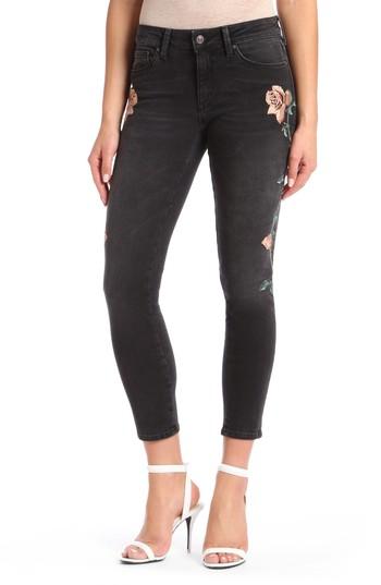 Women's Mavi Jeans Adriana Embroidered Skinny Jeans - Black