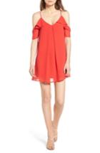 Women's Dee Elly Ruffle Cold Shoulder Shift Dress - Red