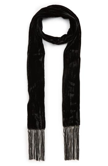 Women's Saint Laurent Chain Fringe Velvet Skinny Scarf, Size - Black