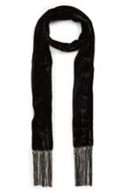 Women's Saint Laurent Chain Fringe Velvet Skinny Scarf, Size - Black