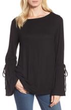 Women's Caslon Cozy Bell Sleeve Top - Black