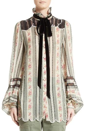Women's Marc Jacobs Embellished Brocade Print Blouse