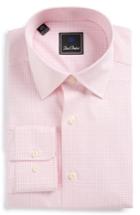 Men's David Donahue Regular Fit Check Dress Shirt 32/33 - Pink