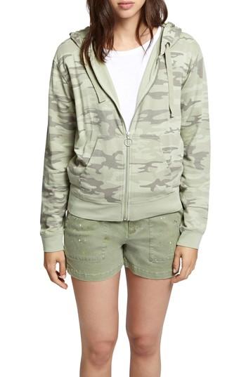 Women's Sanctuary Boyfriend Camo Zip Cotton Hoodie - Green