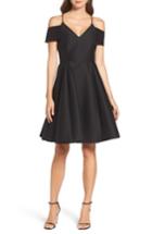 Women's Halston Heritage Cold Shoulder Cotton & Silk Dress - Black