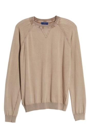 Men's David Donahue Stonewash Cotton Sweatshirt, Size - Brown