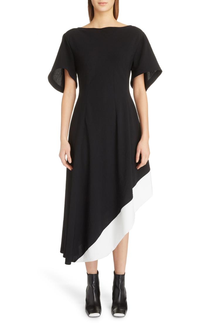 Women's Loewe Asymmetrical Contrast Hem Dress