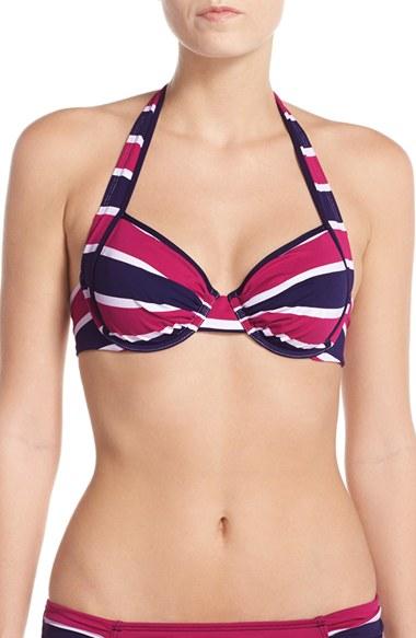Women's Tommy Bahama Stripe Underwire Bikini Top C - Blue