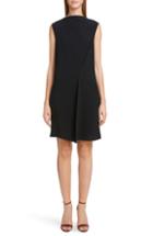 Women's Victoria Beckham Asymmetrical Pleat Shift Dress Us / 6 Uk - Black
