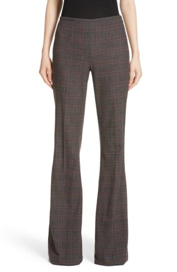 Women's Michael Kors Plaid Stretch Wool Flannel Pants - Grey