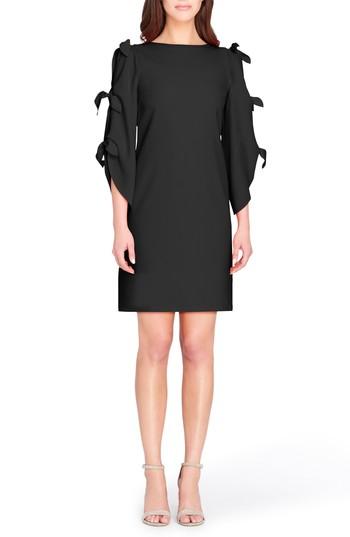 Petite Women's Tahari Split Tie Sleeve Shift Dress P - Black