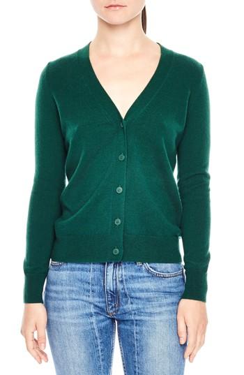 Women's Sandro Tie Back Wool & Cashmere Cardigan - Green