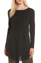 Women's Eileen Fisher Silk Layer Look Tunic, Size - Black