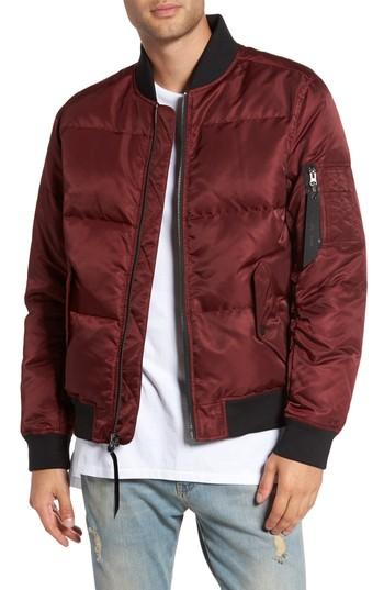 Men's The Very Warm Quilted Down Bomber Jacket, Size - Red
