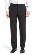 Men's Berle Flat Front Solid Wool Trousers X 32 - Black