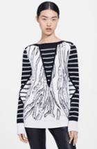 Women's Mcq By Alexander Mcqueen Tiger Pattern & Contrast Stripe Sweater