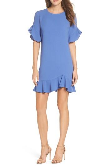 Women's Charles Henry Ruffle Detail Shift Dress - Blue