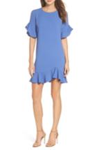 Women's Charles Henry Ruffle Detail Shift Dress - Blue