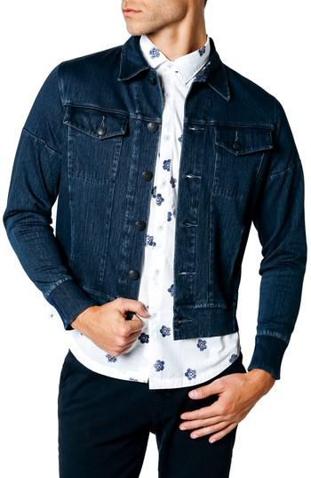 Men's Good Man Brand Trim Fit Wool Blend Denim Jacket - Blue