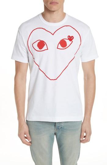 Men's Comme Des Garcons Outline Heart Graphic T-shirt - White