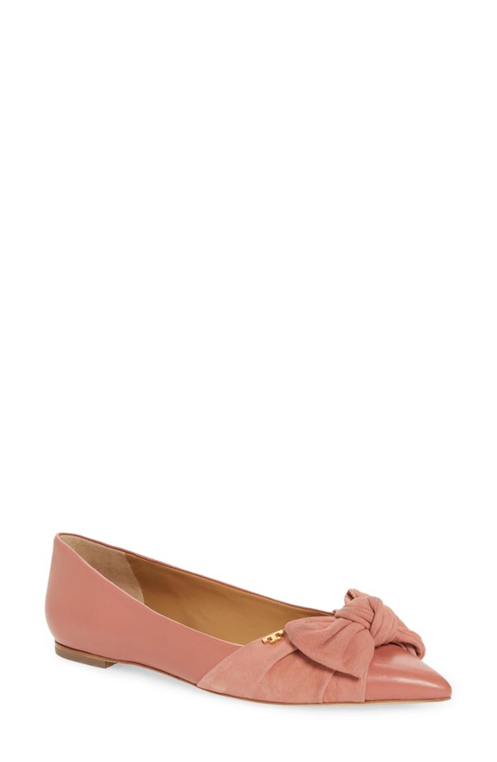 Women's Tory Burch Eleanor Bow Flat M - Pink