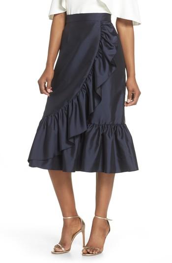 Women's Eliza J Ruffle Midi Skirt - Blue