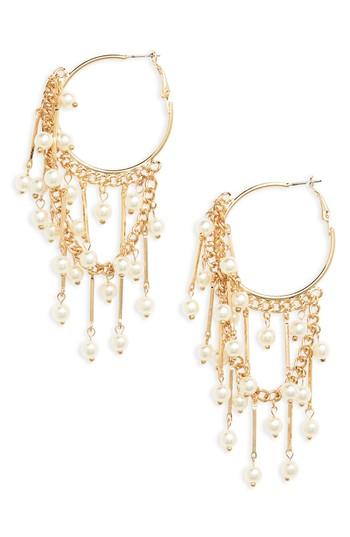 Women's Bp. Faux Pearl Dangle Hoop Earrings
