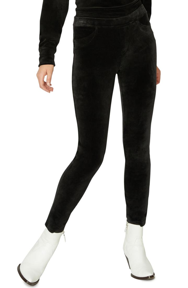 Petite Women's Sanctuary Velour Grease Leggings P - Black