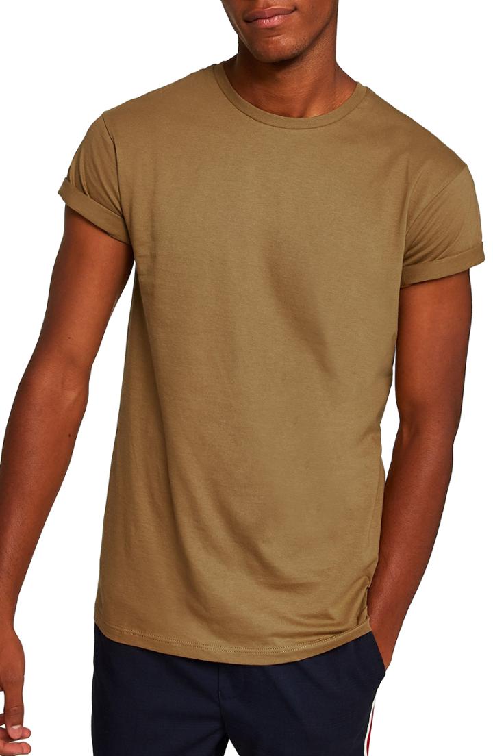 Men's Topman Muscle Fit Roller T-shirt, Size - Brown