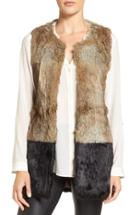 Women's Love Token Genuine Rabbit Fur Vest - Brown
